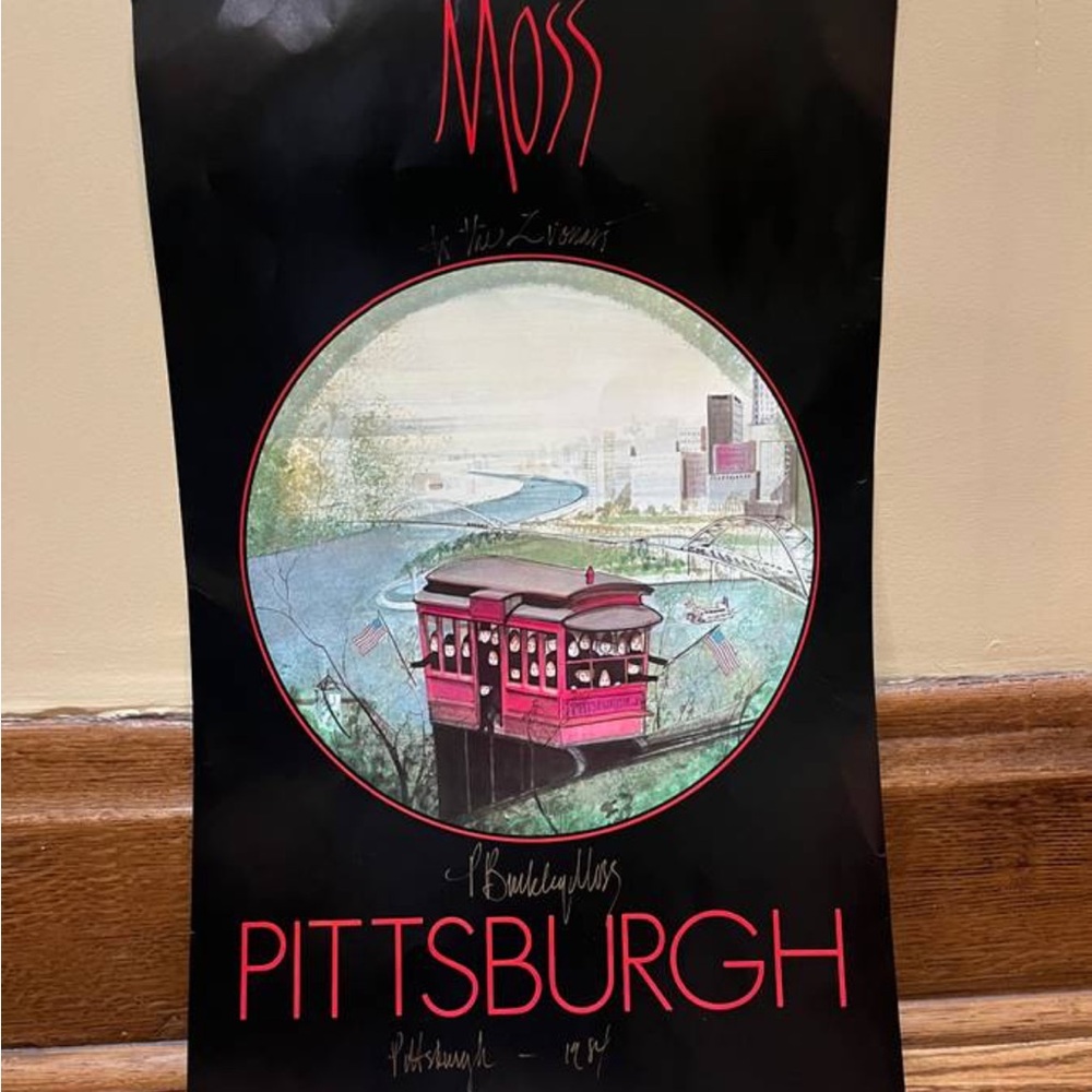 Signed & Personalized Pittsburgh Poster From 1984 P Buckley Moss Incline